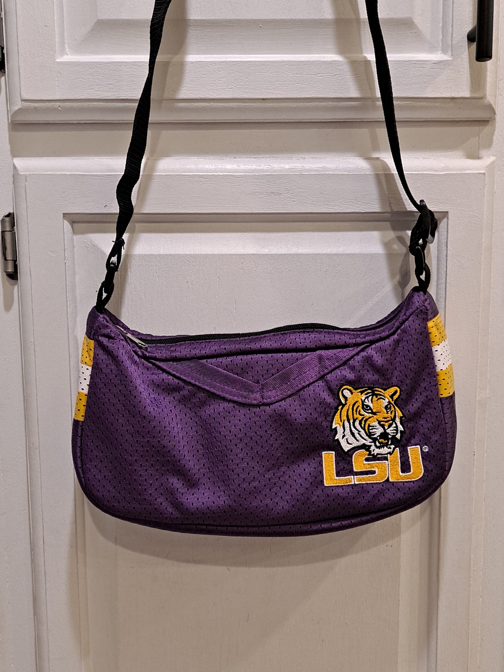 LSU Purple Gold Embroidered Tigers Jersey Football Collegiate Fan Crossbody Bag